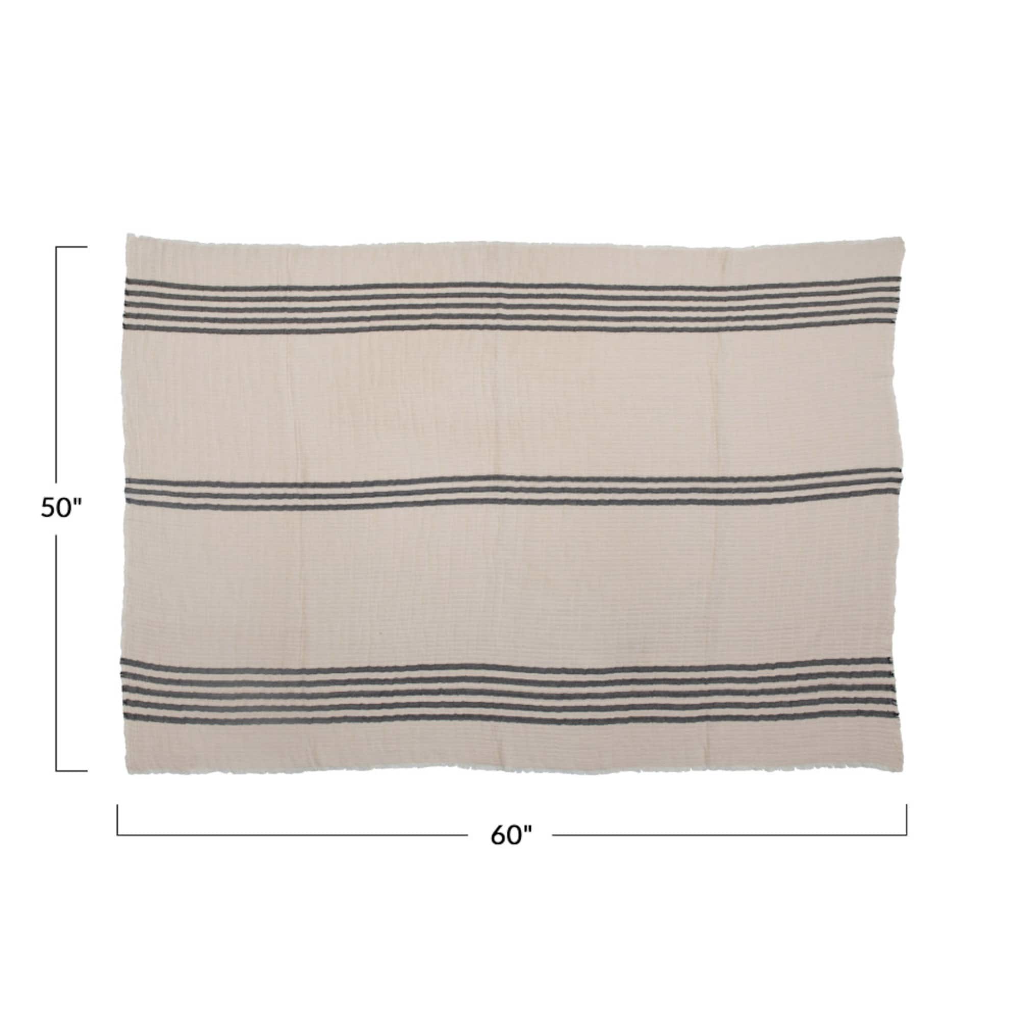 Hello Honey® Coastal Black and White Stripe Throw Blanket and Frayed Edges